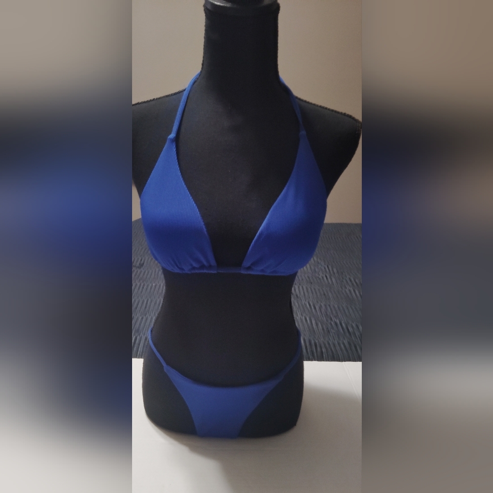 Blue Halter Bikini Set